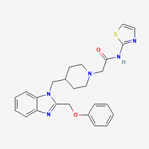 molecular formula C25H27N5O2S B12188206 1-Piperidineacetamide, 4-[[2-(phenoxymethyl)-1H-benzimidazol-1-yl]methyl]-N-2-thiazolyl- CAS No. 1203027-68-2