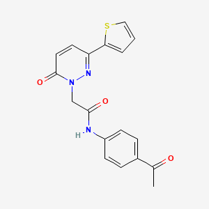 molecular formula C18H15N3O3S B12188230 N-(4-acetylphenyl)-2-(6-oxo-3-(thiophen-2-yl)pyridazin-1(6H)-yl)acetamide 