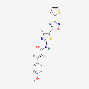 molecular formula C20H16N4O3S2 B12188241 (2E)-3-(4-methoxyphenyl)-N-[(2E)-4-methyl-5-[3-(thiophen-2-yl)-1,2,4-oxadiazol-5-yl]-1,3-thiazol-2(3H)-ylidene]prop-2-enamide 