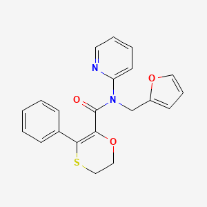 molecular formula C21H18N2O3S B12188276 N-(furan-2-ylmethyl)-3-phenyl-N-(pyridin-2-yl)-5,6-dihydro-1,4-oxathiine-2-carboxamide 