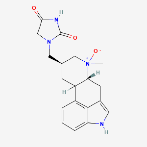 molecular formula C19H22N4O3 B1218828 1-((6-Methylergolin-8-beta-yl)methyl)-2,4-imidazolidinedione-N6-oxide CAS No. 121532-44-3