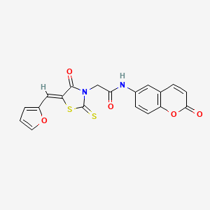 molecular formula C19H12N2O5S2 B12188284 2-[(5Z)-5-(furan-2-ylmethylidene)-4-oxo-2-thioxo-1,3-thiazolidin-3-yl]-N-(2-oxo-2H-chromen-6-yl)acetamide 
