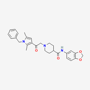 molecular formula C28H31N3O4 B12188289 N-(2H-1,3-benzodioxol-5-yl)-1-[2-(1-benzyl-2,5-dimethyl-1H-pyrrol-3-yl)-2-oxoethyl]piperidine-4-carboxamide 