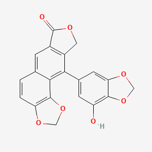 molecular formula C20H12O7 B1218839 10-(7-hydroxy-1,3-benzodioxol-5-yl)-9H-[2]benzofuro[6,5-g][1,3]benzodioxol-7-one CAS No. 75340-41-9