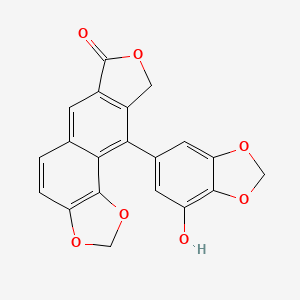 B1218839 Furo(3',4':6,7)naphtho(1,2-d)-1,3-dioxol-7(9H)-one, 10-(7-hydroxy-1,3-benzodioxol-5-yl)- CAS No. 75340-41-9