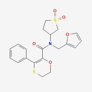 molecular formula C20H21NO5S2 B12188426 1,4-Oxathiin-2-carboxamide, N-(2-furanylmethyl)-5,6-dihydro-3-phenyl-N-(tetrahydro-1,1-dioxido-3-thienyl)- CAS No. 1018165-80-4
