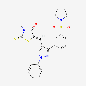 molecular formula C24H22N4O3S3 B12188440 (5Z)-3-methyl-5-({1-phenyl-3-[3-(pyrrolidin-1-ylsulfonyl)phenyl]-1H-pyrazol-4-yl}methylidene)-2-thioxo-1,3-thiazolidin-4-one 