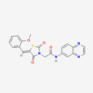 molecular formula C21H16N4O4S B12188461 2-[(5Z)-5-(2-methoxybenzylidene)-2,4-dioxo-1,3-thiazolidin-3-yl]-N-(quinoxalin-6-yl)acetamide 