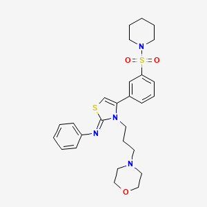 molecular formula C27H34N4O3S2 B12188496 N-[(2Z)-3-[3-(morpholin-4-yl)propyl]-4-[3-(piperidin-1-ylsulfonyl)phenyl]-1,3-thiazol-2(3H)-ylidene]aniline 