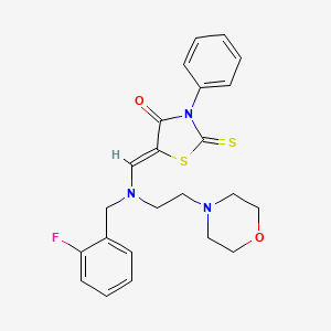 molecular formula C23H24FN3O2S2 B12188512 (5Z)-5-({(2-fluorobenzyl)[2-(morpholin-4-yl)ethyl]amino}methylidene)-3-phenyl-2-thioxo-1,3-thiazolidin-4-one 