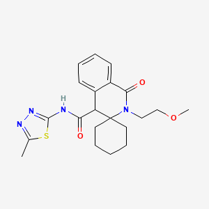 molecular formula C21H26N4O3S B12188524 2'-(2-methoxyethyl)-N-(5-methyl-1,3,4-thiadiazol-2-yl)-1'-oxo-1',4'-dihydro-2'H-spiro[cyclohexane-1,3'-isoquinoline]-4'-carboxamide 