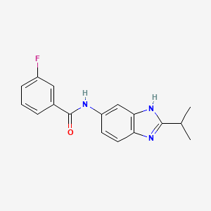 molecular formula C17H16FN3O B12188548 3-fluoro-N-[2-(propan-2-yl)-1H-benzimidazol-5-yl]benzamide 