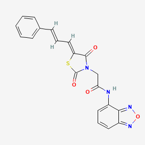 molecular formula C20H14N4O4S B12188549 N-(2,1,3-benzoxadiazol-4-yl)-2-{(5Z)-2,4-dioxo-5-[(2E)-3-phenylprop-2-en-1-ylidene]-1,3-thiazolidin-3-yl}acetamide 