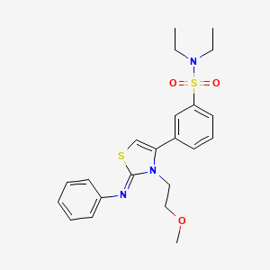 molecular formula C22H27N3O3S2 B12188552 N,N-diethyl-3-[(2Z)-3-(2-methoxyethyl)-2-(phenylimino)-2,3-dihydro-1,3-thiazol-4-yl]benzenesulfonamide 