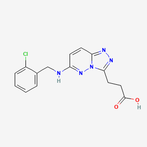 molecular formula C15H14ClN5O2 B12188557 3-{6-[(2-Chlorobenzyl)amino][1,2,4]triazolo[4,3-b]pyridazin-3-yl}propanoic acid 