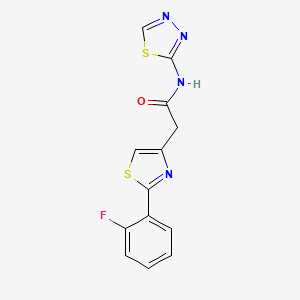 molecular formula C13H9FN4OS2 B12188561 2-[2-(2-fluorophenyl)-1,3-thiazol-4-yl]-N-[(2Z)-1,3,4-thiadiazol-2(3H)-ylidene]acetamide 