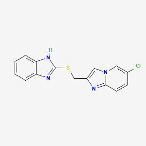 molecular formula C15H11ClN4S B12188563 2-{[(6-chloroimidazo[1,2-a]pyridin-2-yl)methyl]sulfanyl}-1H-benzimidazole 