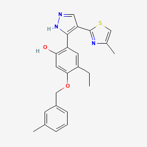 molecular formula C23H23N3O2S B12188586 4-ethyl-5-[(3-methylbenzyl)oxy]-2-[4-(4-methyl-1,3-thiazol-2-yl)-1H-pyrazol-3-yl]phenol 