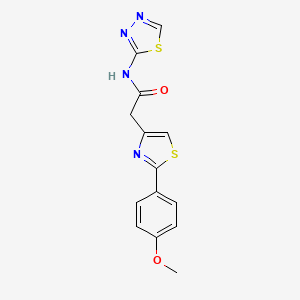 molecular formula C14H12N4O2S2 B12188607 2-[2-(4-methoxyphenyl)-1,3-thiazol-4-yl]-N-[(2Z)-1,3,4-thiadiazol-2(3H)-ylidene]acetamide 