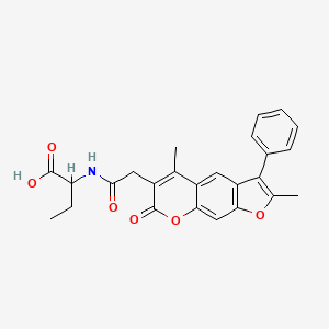 molecular formula C25H23NO6 B12188646 2-{[(2,5-dimethyl-7-oxo-3-phenyl-7H-furo[3,2-g]chromen-6-yl)acetyl]amino}butanoic acid 