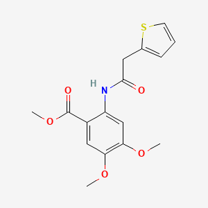 molecular formula C16H17NO5S B1218868 4,5-Dimethoxy-2-[(1-oxo-2-thiophen-2-ylethyl)amino]benzoic acid methyl ester 
