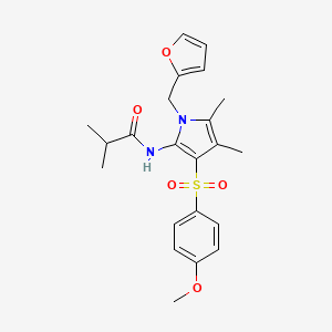 molecular formula C22H26N2O5S B12188680 N-{1-(furan-2-ylmethyl)-3-[(4-methoxyphenyl)sulfonyl]-4,5-dimethyl-1H-pyrrol-2-yl}-2-methylpropanamide 