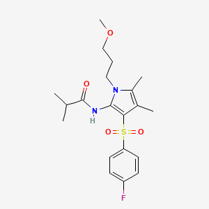 molecular formula C20H27FN2O4S B12188702 N-{3-[(4-fluorophenyl)sulfonyl]-1-(3-methoxypropyl)-4,5-dimethyl-1H-pyrrol-2-yl}-2-methylpropanamide 