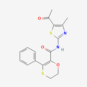 molecular formula C17H16N2O3S2 B12188709 N-[(2Z)-5-acetyl-4-methyl-1,3-thiazol-2(3H)-ylidene]-3-phenyl-5,6-dihydro-1,4-oxathiine-2-carboxamide 