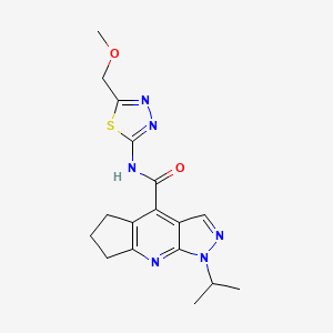 molecular formula C17H20N6O2S B12188742 1-isopropyl-N-(5-(methoxymethyl)-1,3,4-thiadiazol-2-yl)-1,5,6,7-tetrahydrocyclopenta[b]pyrazolo[4,3-e]pyridine-4-carboxamide 