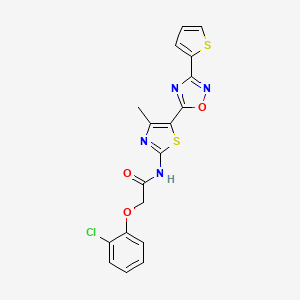 molecular formula C18H13ClN4O3S2 B12188750 2-(2-chlorophenoxy)-N-[(2Z)-4-methyl-5-[3-(thiophen-2-yl)-1,2,4-oxadiazol-5-yl]-1,3-thiazol-2(3H)-ylidene]acetamide 