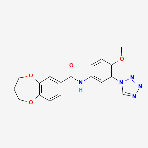 molecular formula C18H17N5O4 B12188751 N-[4-methoxy-3-(1H-tetrazol-1-yl)phenyl]-3,4-dihydro-2H-1,5-benzodioxepine-7-carboxamide 