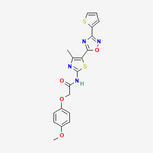 molecular formula C19H16N4O4S2 B12188753 2-(4-methoxyphenoxy)-N-[(2E)-4-methyl-5-[3-(thiophen-2-yl)-1,2,4-oxadiazol-5-yl]-1,3-thiazol-2(3H)-ylidene]acetamide 