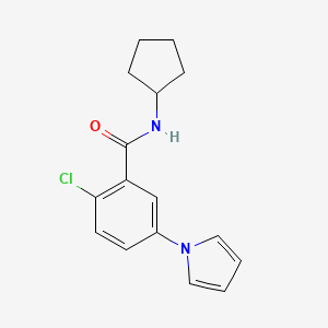molecular formula C16H17ClN2O B12188783 2-chloro-N-cyclopentyl-5-(1H-pyrrol-1-yl)benzamide 