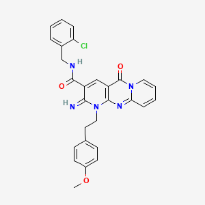 molecular formula C28H24ClN5O3 B12188816 N-[(2-chlorophenyl)methyl]-6-imino-7-[2-(4-methoxyphenyl)ethyl]-2-oxo-1,7,9-triazatricyclo[8.4.0.03,8]tetradeca-3(8),4,9,11,13-pentaene-5-carboxamide 