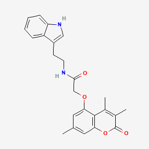 molecular formula C24H24N2O4 B12188821 N-[2-(1H-indol-3-yl)ethyl]-2-[(3,4,7-trimethyl-2-oxo-2H-chromen-5-yl)oxy]acetamide 