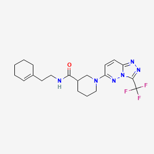 molecular formula C20H25F3N6O B12188876 N-[2-(cyclohex-1-en-1-yl)ethyl]-1-[3-(trifluoromethyl)[1,2,4]triazolo[4,3-b]pyridazin-6-yl]piperidine-3-carboxamide 