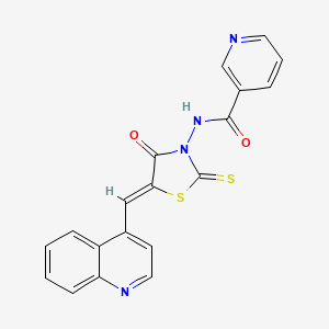 molecular formula C19H12N4O2S2 B12188912 N-[(5Z)-4-oxo-5-(quinolin-4-ylmethylidene)-2-thioxo-1,3-thiazolidin-3-yl]pyridine-3-carboxamide 