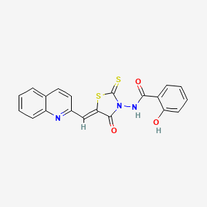 molecular formula C20H13N3O3S2 B12188971 2-hydroxy-N-[(5Z)-4-oxo-5-(quinolin-2-ylmethylidene)-2-thioxo-1,3-thiazolidin-3-yl]benzamide 