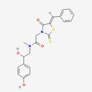 molecular formula C21H20N2O4S2 B12188977 2-[(5Z)-5-benzylidene-4-oxo-2-thioxo-1,3-thiazolidin-3-yl]-N-[2-hydroxy-2-(4-hydroxyphenyl)ethyl]-N-methylacetamide 