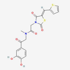 molecular formula C19H16N2O6S2 B12189034 N-[2-(3,4-dihydroxyphenyl)-2-oxoethyl]-2-[(5Z)-2,4-dioxo-5-(thiophen-2-ylmethylidene)-1,3-thiazolidin-3-yl]-N-methylacetamide 