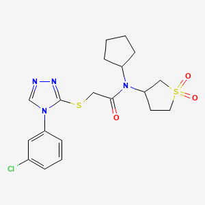 molecular formula C19H23ClN4O3S2 B12189076 N-(1,1-dioxothiolan-3-yl)-2-[4-(3-chlorophenyl)(1,2,4-triazol-3-ylthio)]-N-cyc lopentylacetamide 