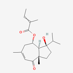 molecular formula C20H30O4 B1218909 [(3R,3aS,4S,8aS)-3-hydroxy-6,8a-dimethyl-8-oxo-3-propan-2-yl-2,3a,4,5-tetrahydro-1H-azulen-4-yl] 2-methylbut-2-enoate 