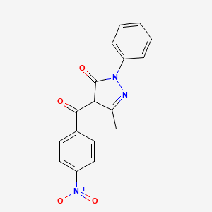 molecular formula C17H13N3O4 B12189103 5-methyl-4-(4-nitrobenzoyl)-2-phenyl-2,4-dihydro-3H-pyrazol-3-one CAS No. 66755-21-3