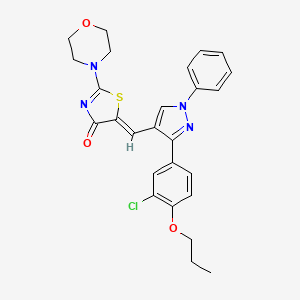 molecular formula C26H25ClN4O3S B12189144 (5Z)-5-{[3-(3-chloro-4-propoxyphenyl)-1-phenyl-1H-pyrazol-4-yl]methylidene}-2-(morpholin-4-yl)-1,3-thiazol-4(5H)-one 