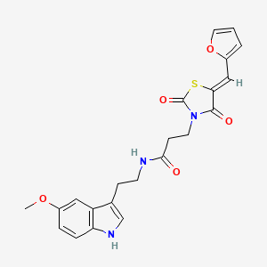 molecular formula C22H21N3O5S B12189149 3-[(5Z)-5-(furan-2-ylmethylidene)-2,4-dioxo-1,3-thiazolidin-3-yl]-N-[2-(5-methoxy-1H-indol-3-yl)ethyl]propanamide 