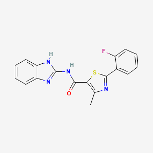 molecular formula C18H13FN4OS B12189174 N-(1,3-dihydro-2H-benzimidazol-2-ylidene)-2-(2-fluorophenyl)-4-methyl-1,3-thiazole-5-carboxamide 