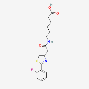 molecular formula C17H19FN2O3S B12189202 6-({[2-(2-Fluorophenyl)-1,3-thiazol-4-yl]acetyl}amino)hexanoic acid 