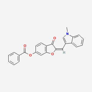 molecular formula C25H17NO4 B12189228 2-[(1-Methylindol-3-yl)methylene]-3-oxobenzo[3,4-b]furan-6-yl benzoate 