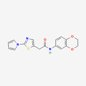 molecular formula C17H15N3O3S B12189239 N-(2,3-dihydro-1,4-benzodioxin-6-yl)-2-[2-(1H-pyrrol-1-yl)-1,3-thiazol-5-yl]acetamide 