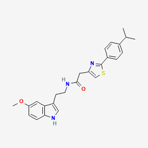 molecular formula C25H27N3O2S B12189305 2-[2-(4-isopropylphenyl)-1,3-thiazol-4-yl]-N-[2-(5-methoxy-1H-indol-3-yl)ethyl]acetamide 